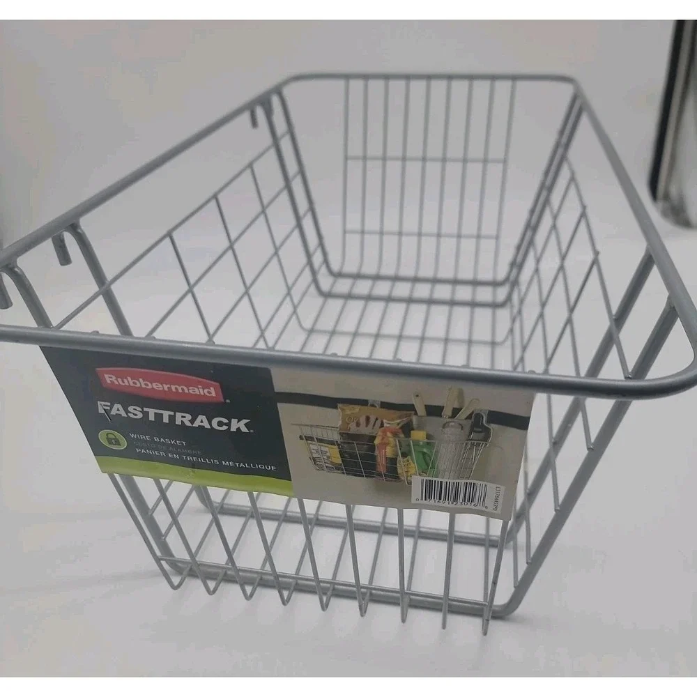 Rubbermaid FastTrack Garage 24-in Satin Nickel Steel Hose Basket New!